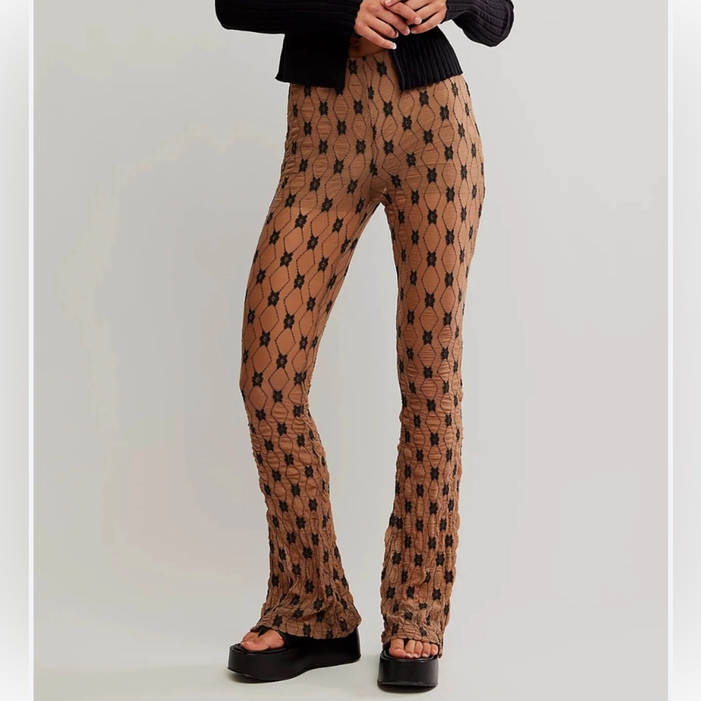 Free People Margot Lace Flare Pants Textured lace M